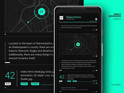 Direct Messaging. Futuristic UI concept 013 chat concept dailyui futuristic messages uiux