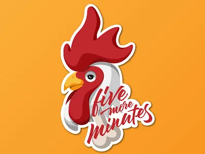 Five more minutes chicken cock five lazy minutes more morning rooster rural sleepy sticker wake up