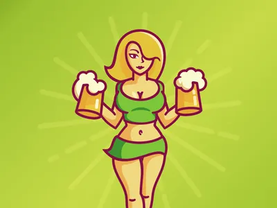 Waiter beer girl pin up pub sexy