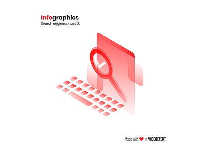 Infographics - Successful search flat gradient infographics isometric layered red semi transparent