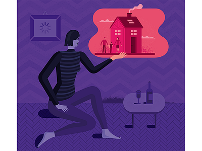 Illustration for Charaktery magazine artwork family illustration pink psychology violet woman