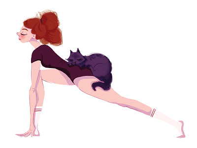 Yoga Cat art cat cute cutecat drawing girl illustration simple soul spirit stripes yoga