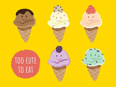 Too Cute to Eat adobe adorable character cute dessert drawing food graphic design ice cream illustration illustrator vector