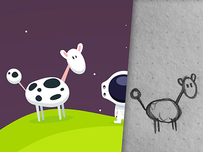 SpaceCows flat game illustration illustrator sketch space