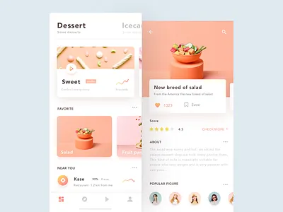 UI design exercises-Dessert app card color dessert food interface ios11 iphonex layout orange time tea ui