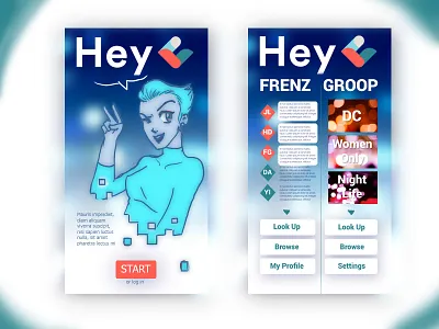 Hey Chat UI app illustration messenger phone ui