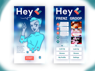 Hey Chat UI app illustration messenger phone ui