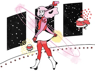 Overtime art character design drawing illustration space