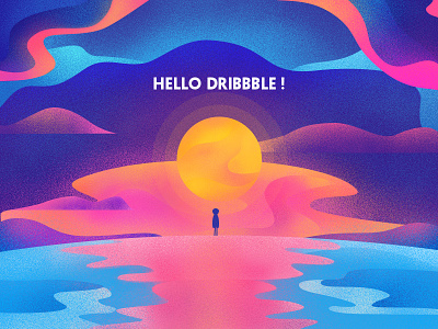 hello dribbble color illustrate planet ps sun