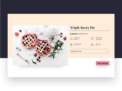 Recipe Website clean cook design dessert food meal pie recipe ui web website