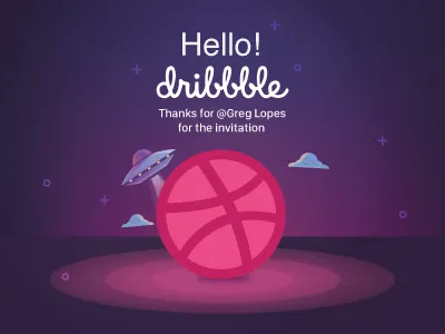 Hello Dribbble debut design first hello shot ufo