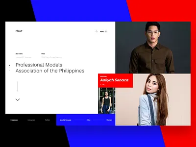 PMAP - Website re-design (Landing) black blue broken grids model agency modeling modeling website mondrianizm red ui interface website design