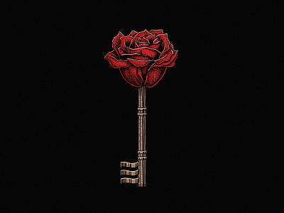 That's Amoreeee flash flower hand heart illustration ink key lock love petal rose tattoo
