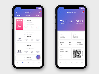 iPhone x - Flight concept app boarding pass business trip clean flight flight ticket interface iphone x trip ui ux