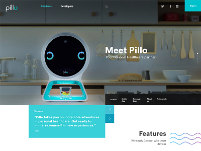 Pillo landing page concept minimal mondrianism product website