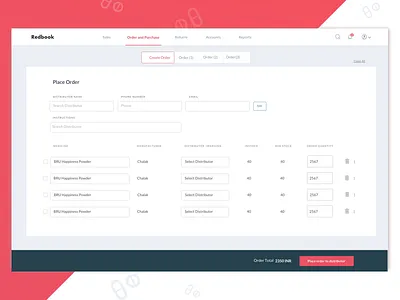 Redbook Place Order Screen chemiststore saas ui ux webapp