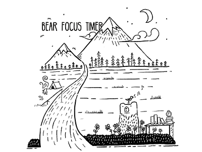 Bear Focus Timer app art illust iphone iphonex timer ui ux