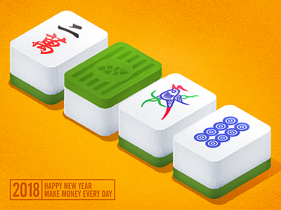 2018 Happy New Year 2018 cube happy illustration mahjong new year