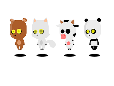 Cute Animals animals bear cat character design cow flat design float kawaii panda zombies