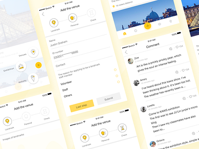 Part of the interface about add art venues~ app art btn comment message ui yellow