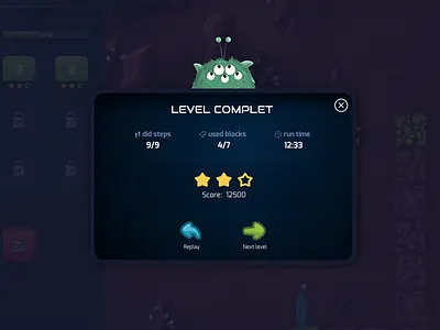 Modal window kids game md modal window monsters online game score space ui webdesign