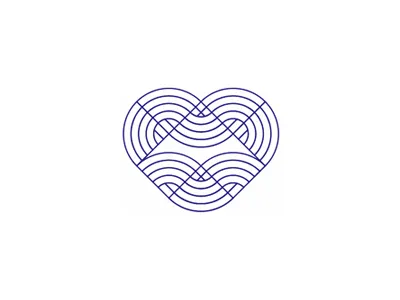 Blue heart, logo design symbol blue flat 2d geometric heart letter mark monogram line art lines logo logo design love nodes v vector icon mark symbol