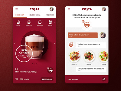 Costa app app cafe coffee design iterface layout mobile ui