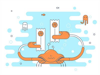 Crab your invite bubbles crab dribbble fish invite jelly sea two