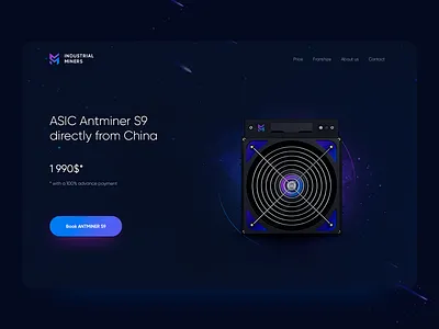 ASIC Antminer S9 - landing page & illustration asic bitcoin blue bounty crypto ico landing litecoin miming miner