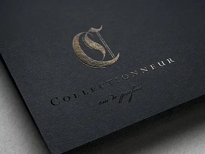 Collectionneur Logo branding british cosmetics craft emboss foil french gold lettering logo old perfume