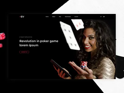 +EV black game poker tablet app ui ux webdesign