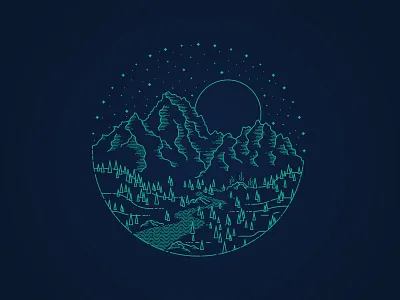 Moon Over Grandjean | Idaho Sawtooths grandjean idaho illustration sawtooth mountains