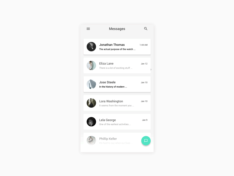 Messages UI animation app interaction interface message messaging ui