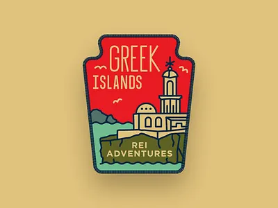 REI Aventures Patch — Greek Islands adventure apparel color cyclades design greek illustration islands logo patch rei retro
