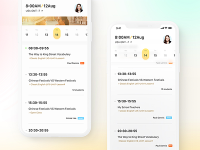 English Teaching for Teachers APP app calendar ios iphonex list mobile ui ux