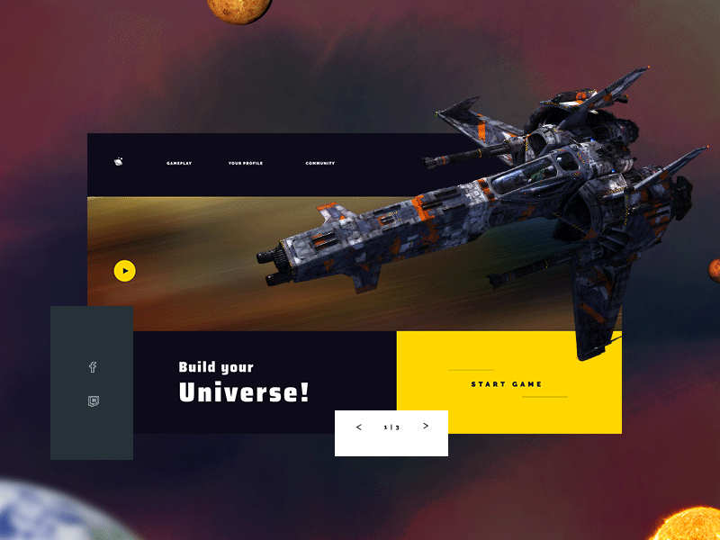 Build your Universe! animation astronomy game gameplay gaming space spacecraft ui uiux universe web web design