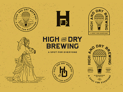 High and Dry Brewing Elements balloon beer brewery debutante identity logo logomarks