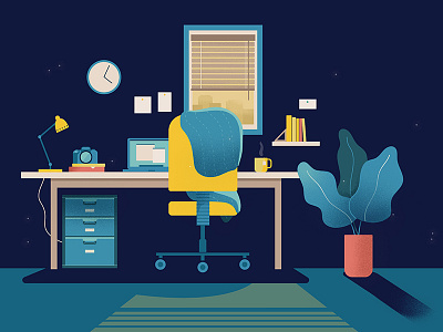 Twilight Workspace dusk illustration light room shadow twilight vector workspace