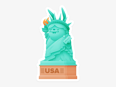 Country Stickers - USA america bunny illustration new york rabbit statue of liberty sticker travel usa