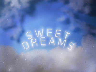 Sweet Dreams air blue clouds dream glow lights neon night sky soft stars