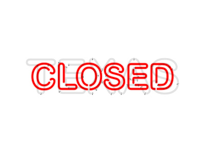 TX Closed arial closed sign neon texas vector