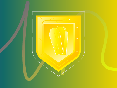 Act 3 coffin crest emblem illustrator yellow