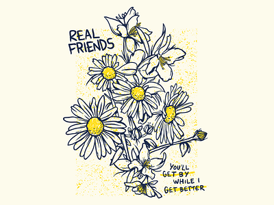 Real Friends - Get By apparel band flowers merch merchandise music pop punk real friends t shirt