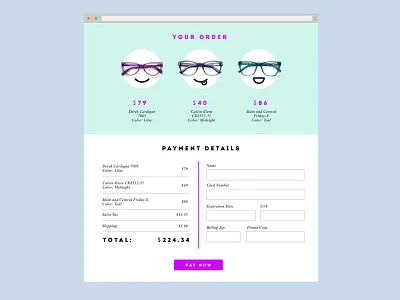 Daily UI Challenge 002 - Credit Card Checkout credit card checkout daily ui 002 dailyui002 emoji glasses purple ui design ux design web design