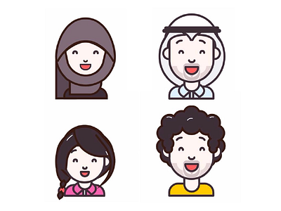 Arab characters arab characters design female guy hijab illustrations male motion muslim teens young