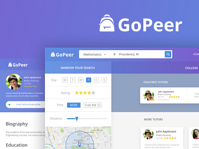 GoPeer™ Tutoring Service education flat map tutor