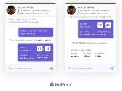 GoPeer™ Chat / Booking booking chat education flat messages tutoring