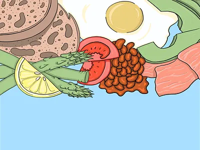 Breakfast adobe asparagus avocado breakfast digital food illustration ipad lemon menu salmon sourdough