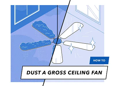 Cleaning Illustration for Thumbtack - Dust a Gross Ceiling Fan art artwork editorial illustration icon icon design illustration illustrator tech illustration vector illustration