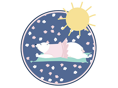 Polar Bear in bathing suit bathing suit bear flower ilustration polar polar bear sun sun bathing